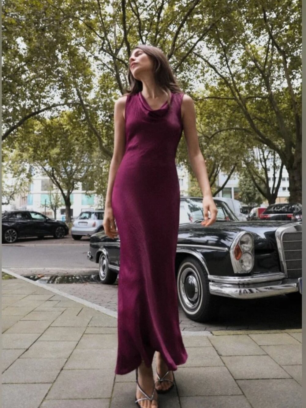Zara Satin Effect Open Back Dress L